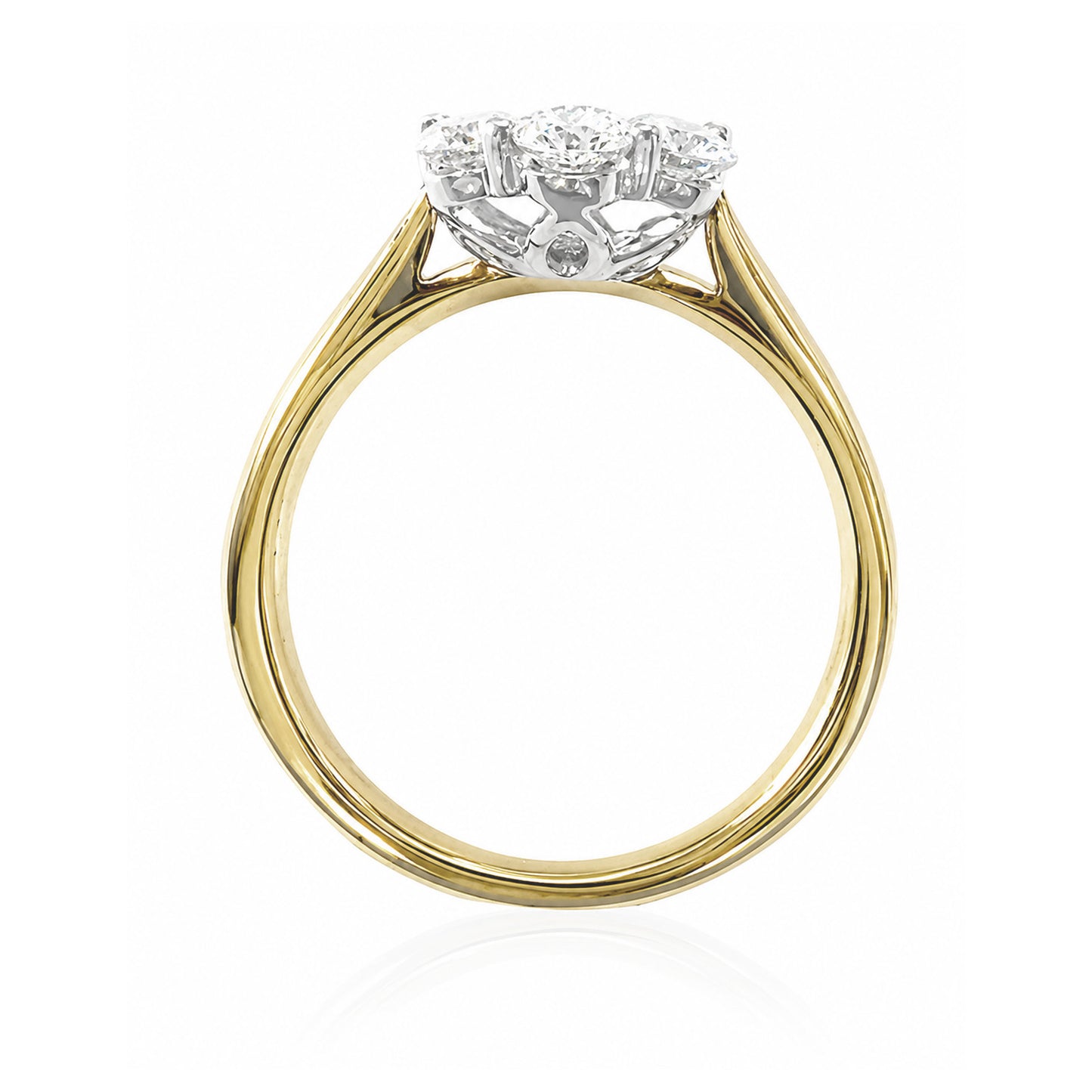 18KWG/18KYG 花柄 天然ダイヤモンドリング 1.11ct ラウンドカット