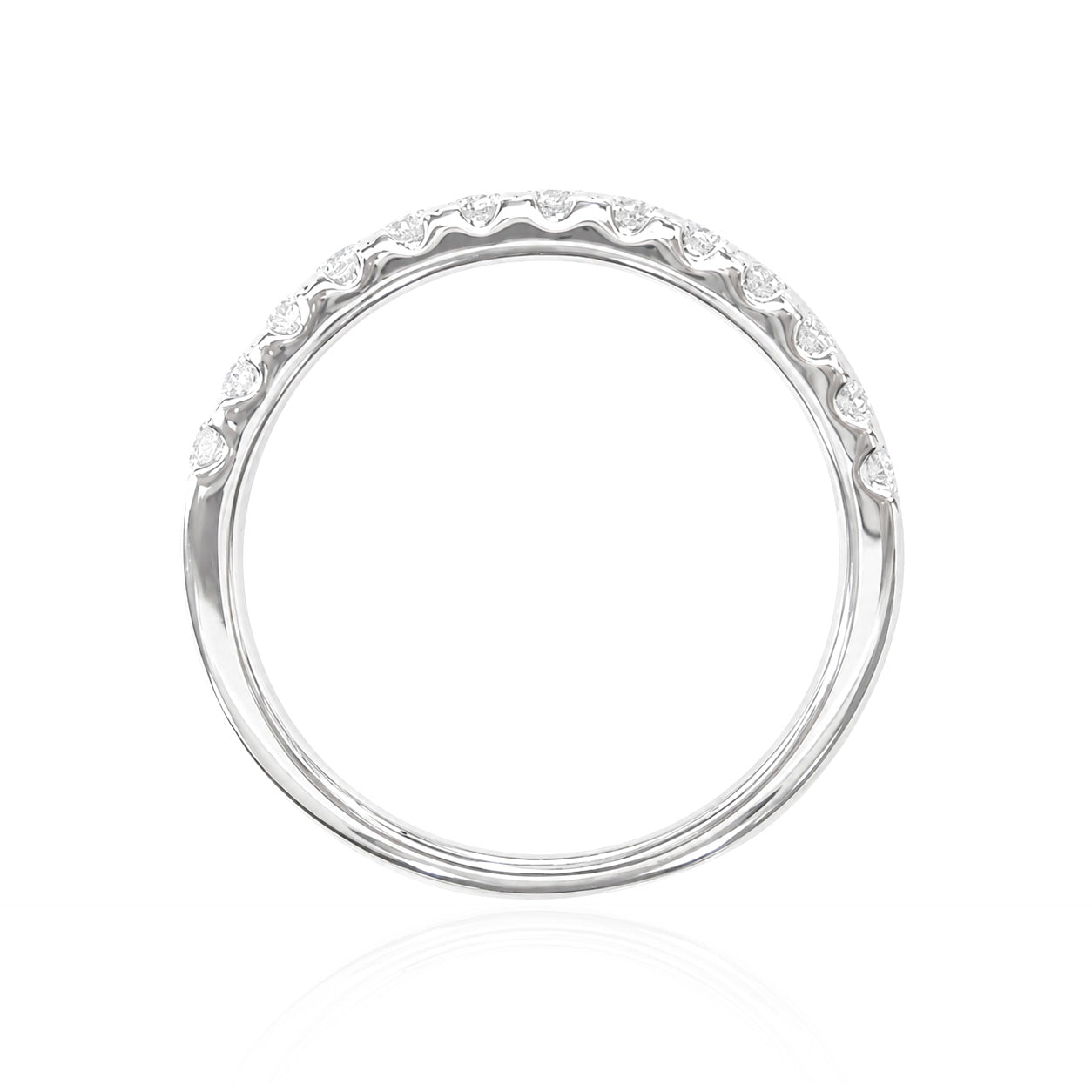 18KWG ラウンドカット 無色D-F 天然ダイヤモンドエタニティリング 0.38ct