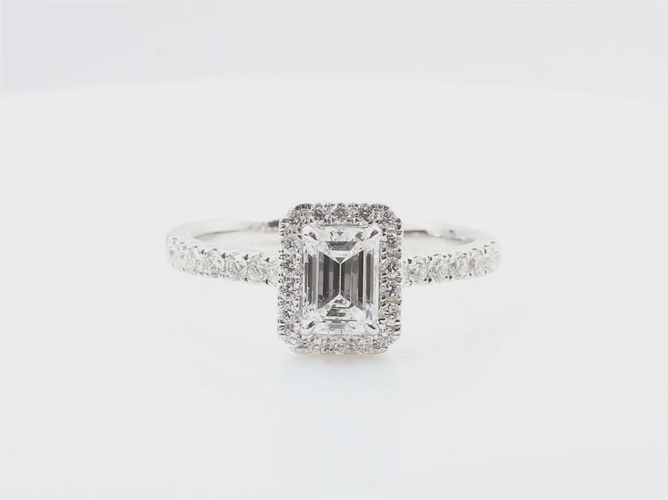 天然ダイヤモンドリング 1.073ct Emerald 18KWG 映像