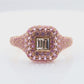 18KPG Pink Sapphire Baguette-cut Diamond Ring
