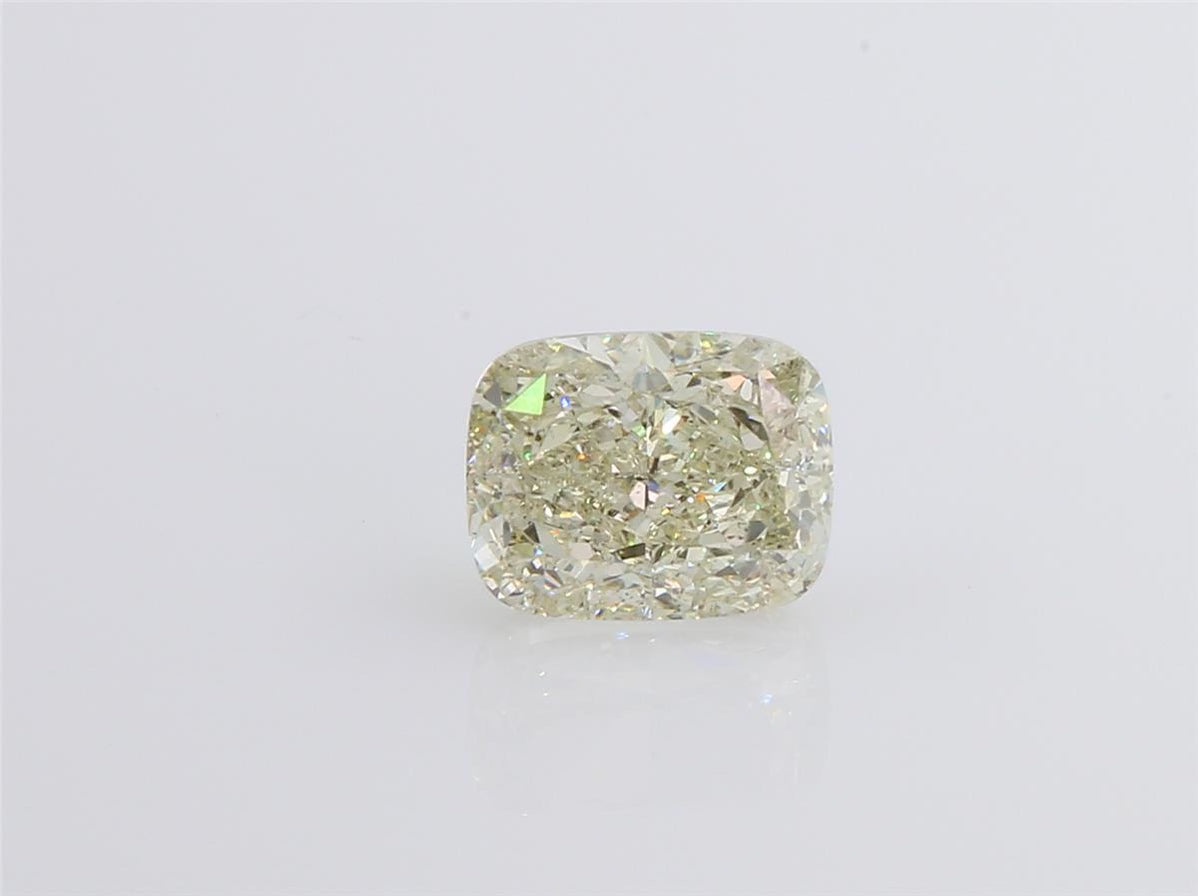 天然ダイヤモンドルース 2.013ct ライトグリーンイエロー クッション ダイヤモンド映像