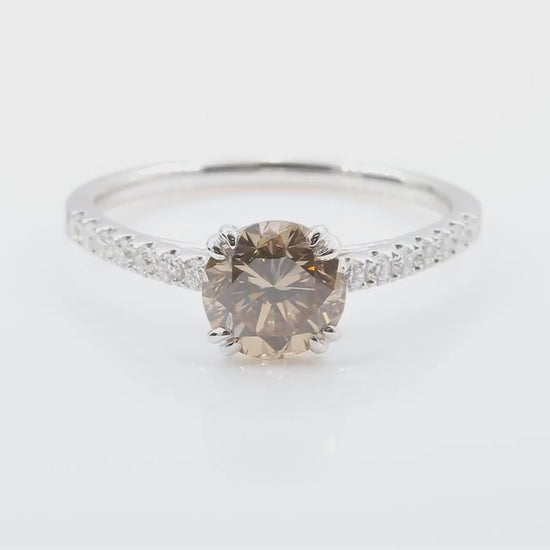 天然ダイヤモンドリング 1.537ct Fancy Brown VS1 ラウンド 映像
