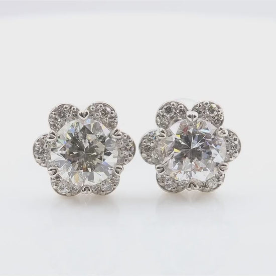 天然ダイヤモンドリング ほぼ無色 花柄 ラウンド 2.227ct 映像