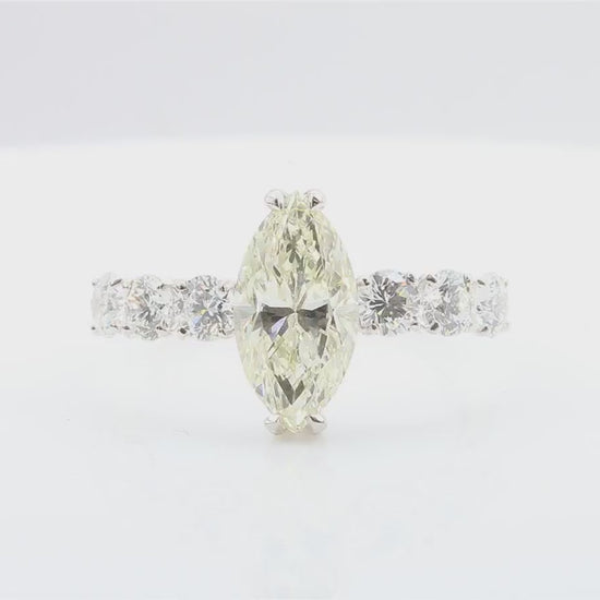 天然ダイヤモンドリング 2.852ct Marquise 18KWG 映像