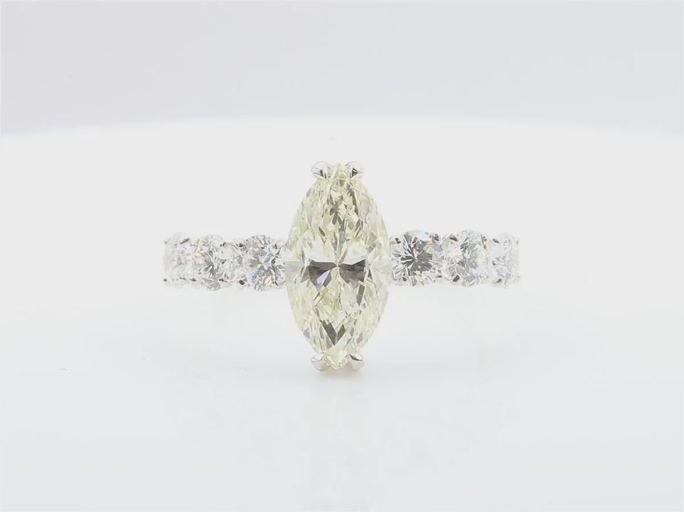 天然ダイヤモンドリング 2.852ct Marquise 18KWG 映像