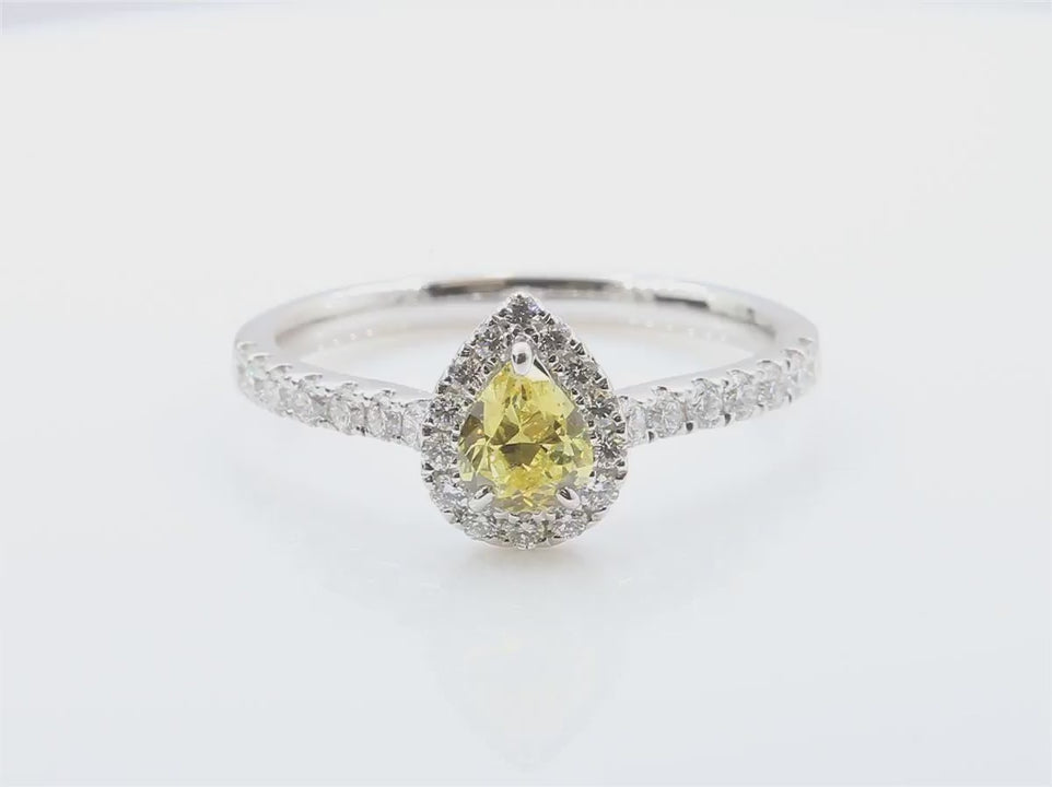 天然ダイヤモンドリング ファンシービビッドイエロー ペア VS2 0.8ct 映像