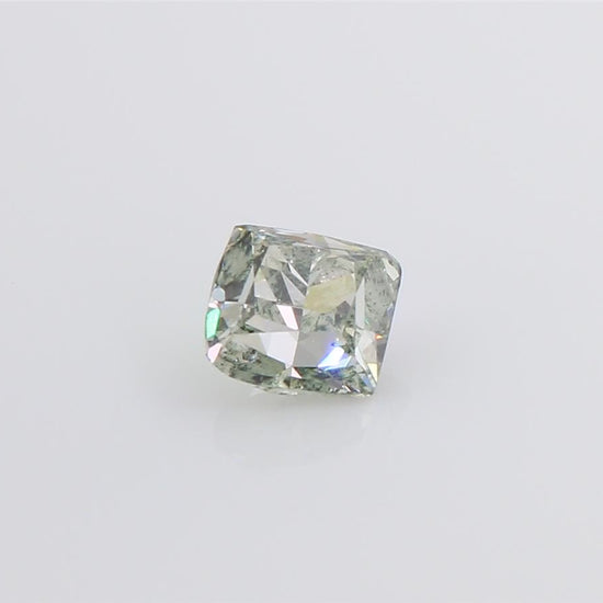 天然ダイヤモンドルース 0.81ct ファンシーグレーグリーン クッション ダイヤモンド映像