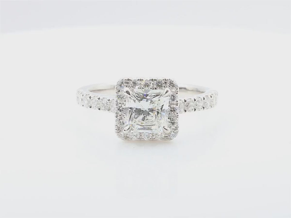 天然ダイヤモンドリング 1.676ct Radiant 18KWG 映像