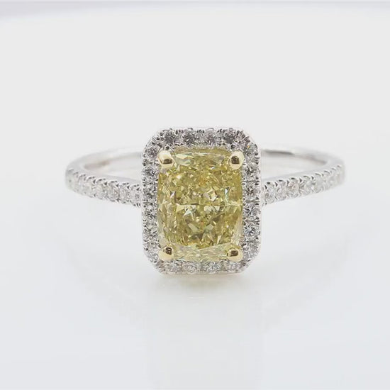 天然ダイヤモンドリング ファンシーブラウングリーンイエロー クッション VS1 2ct 映像