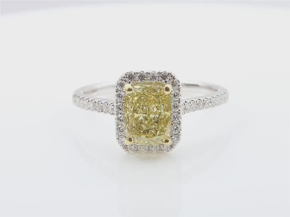 天然ダイヤモンドリング ファンシーブラウングリーンイエロー クッション VS1 2ct 映像