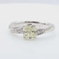 Cushion Very Light Yellow Diamond Ring - 1.627ct