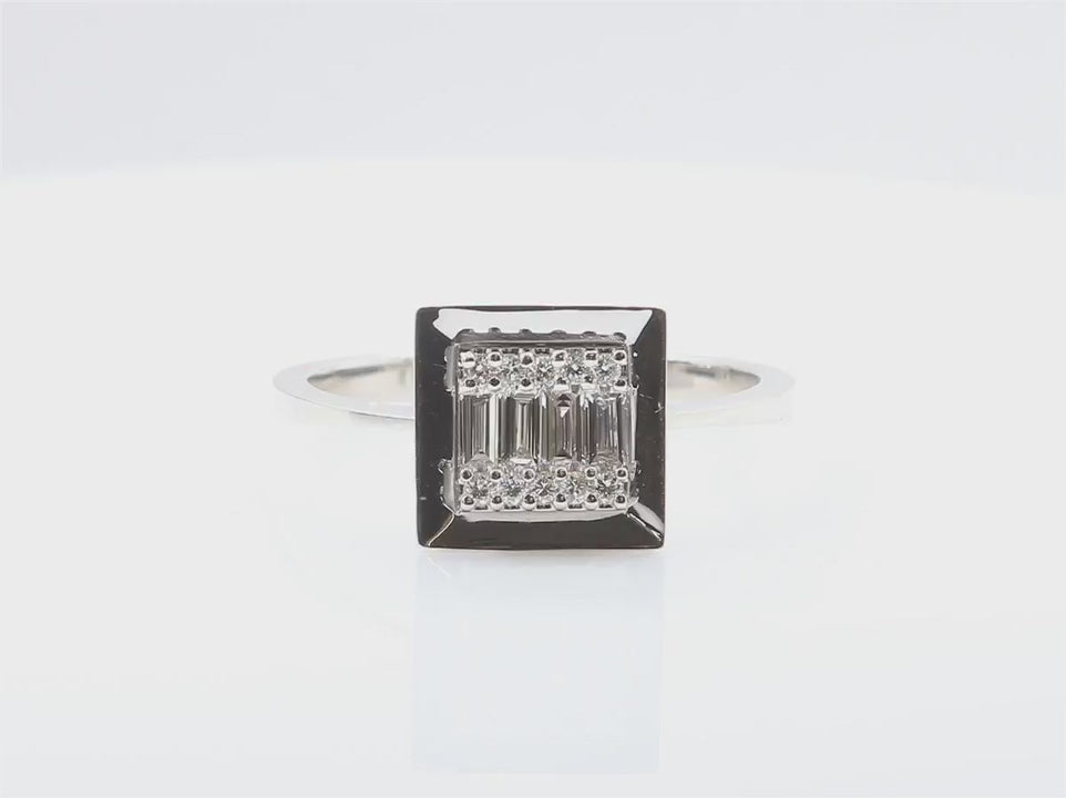 天然ダイヤモンドリング 0.25ct 18KWG バゲット 映像