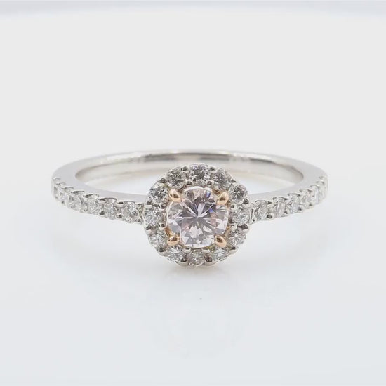 天然ダイヤモンドリング ベリーライトピンク ラウンド SI1 0.673ct 映像