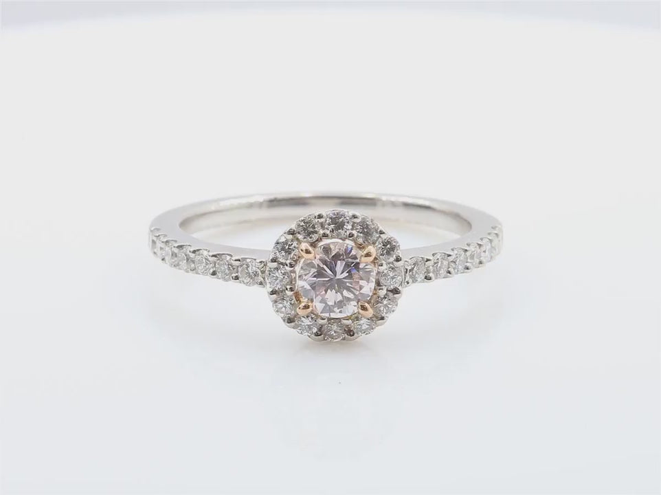 天然ダイヤモンドリング ベリーライトピンク ラウンド SI1 0.673ct 映像