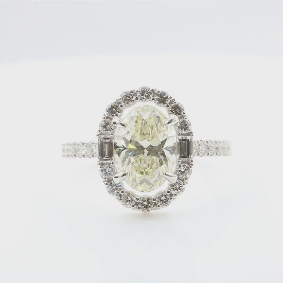 天然ダイヤモンドリング 2.39ct Oval 18KWG 映像