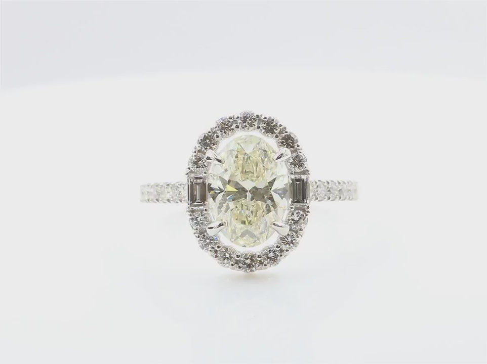天然ダイヤモンドリング 2.39ct Oval 18KWG 映像