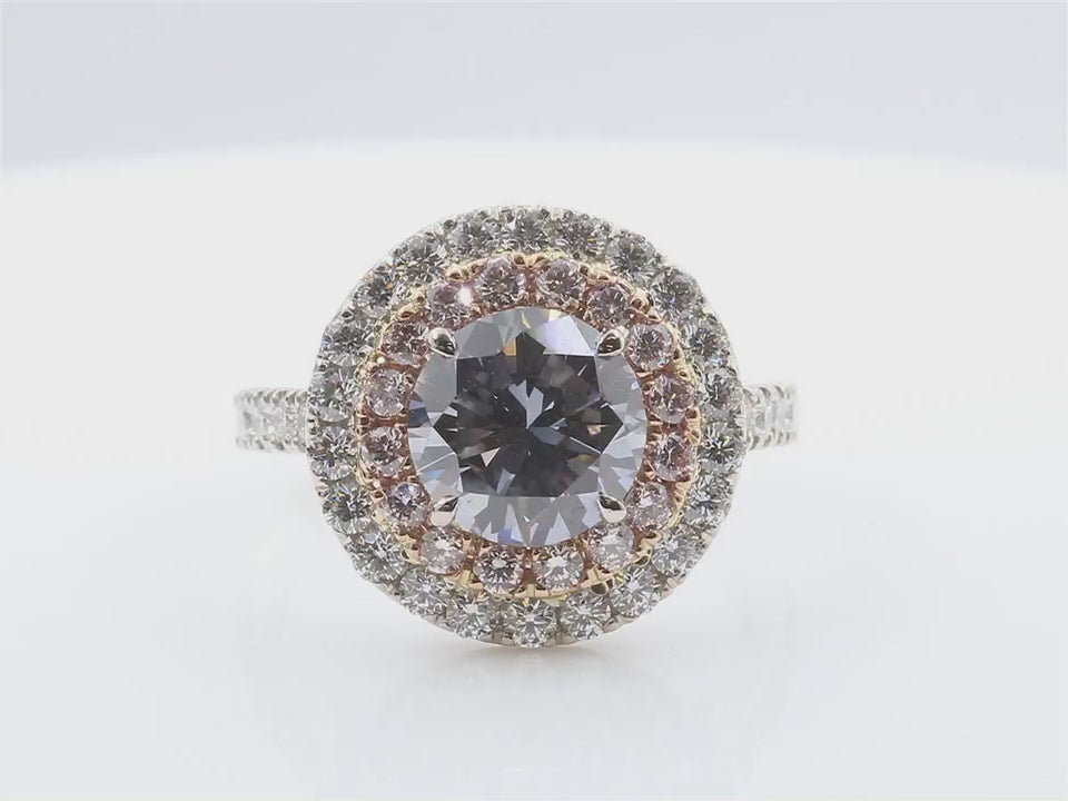 天然ダイヤモンドリング ファンシーダークブルーグレー ラウンド SI1 3.3ct 映像