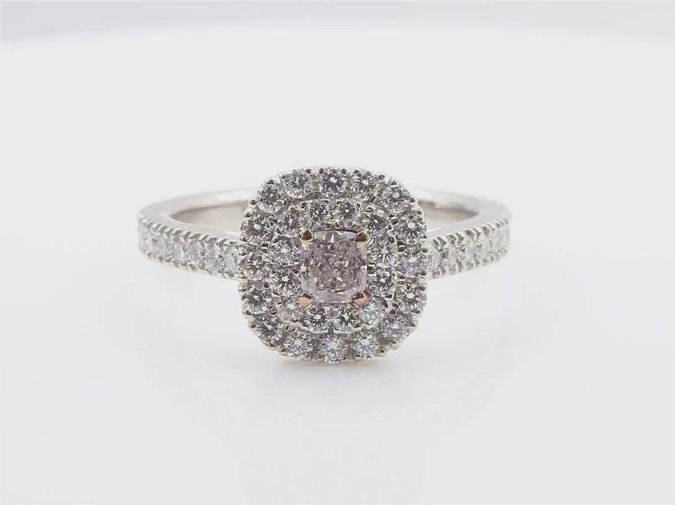 PT900 ピンク天然ダイヤモンドリング 0.25ct SI2 Very Light Pink