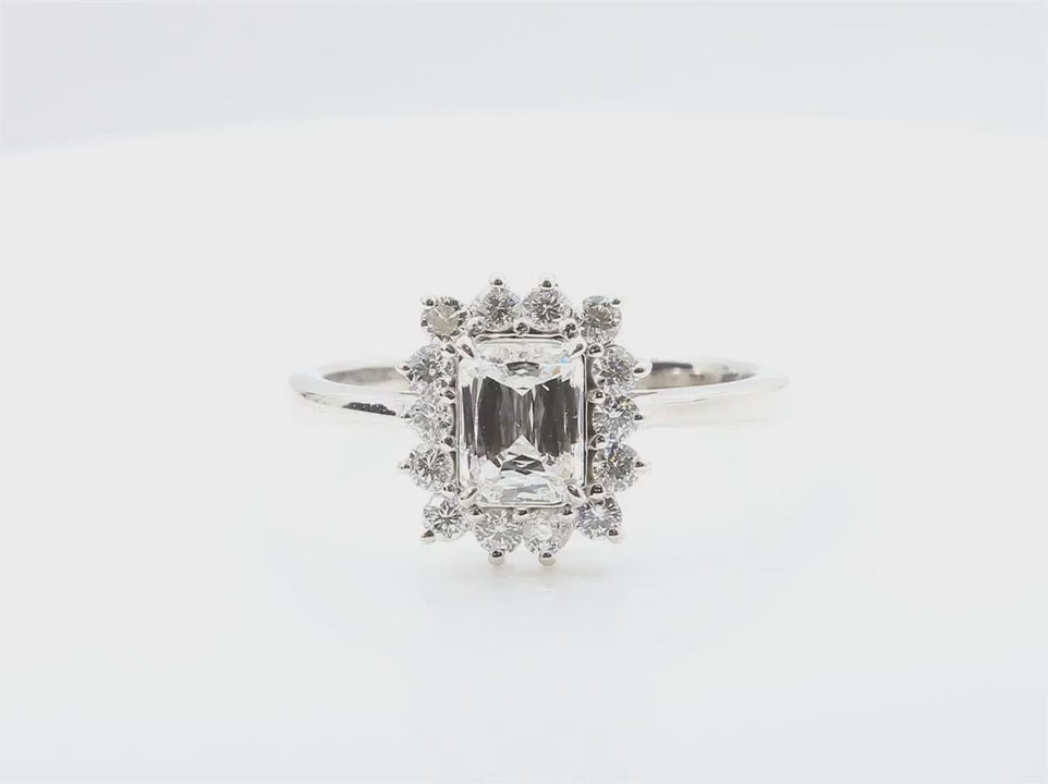 天然ダイヤモンドリング 1.35ct Emerald 18KWG 映像
