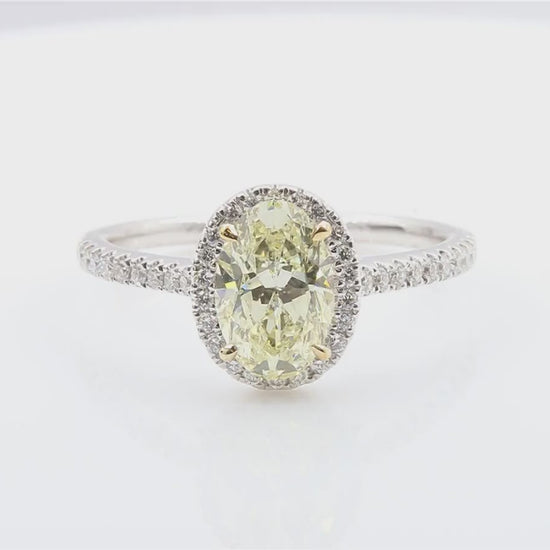 天然ダイヤモンドリング ライトイエロー オーバル SI1 1.448ct 映像