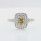 天然ダイヤモンドリング Green Yellow 1.027ct Radiant 18KWG 映像