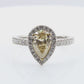 PT900 イエローダイヤモンドリング ペアカット - 1.425ct
