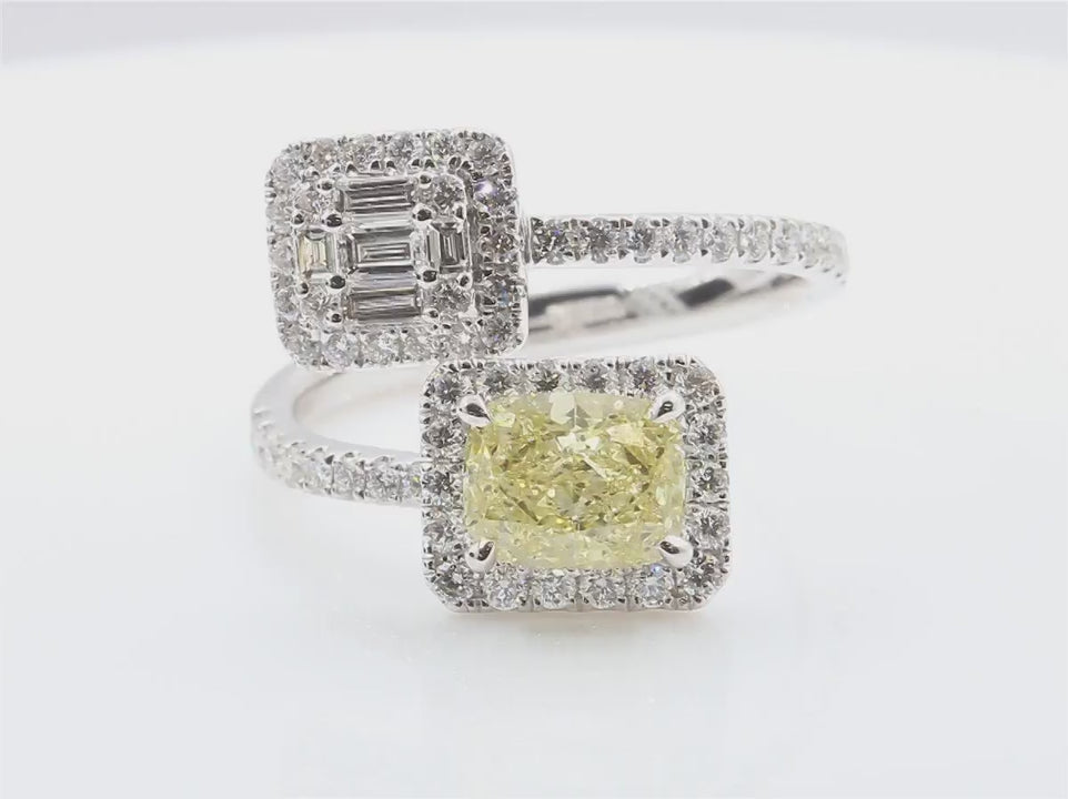 天然ダイヤモンドリング ファンシーイエロー 無色 I1  2.28ct 映像