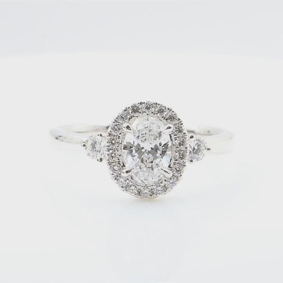 天然ダイヤモンドリング 1.02ct Oval 18KWG 映像