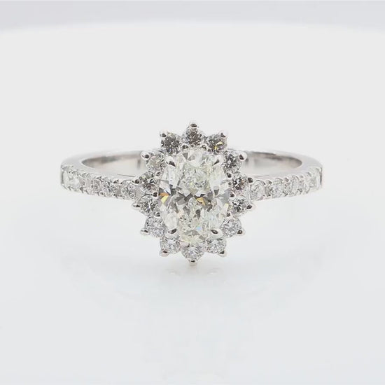 天然ダイヤモンドリング ほぼ無色 1.25ct SI1 オーバル 映像