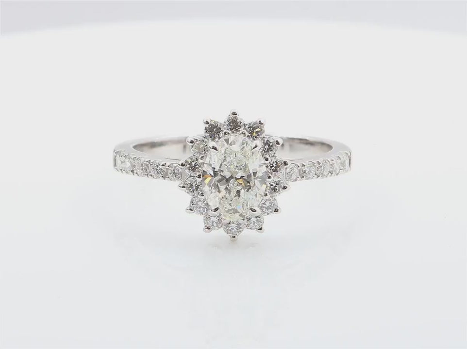天然ダイヤモンドリング ほぼ無色 1.25ct SI1 オーバル 映像