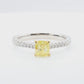 天然ダイヤモンドリング Yellow 1.27ct Cushion 18KWG 映像