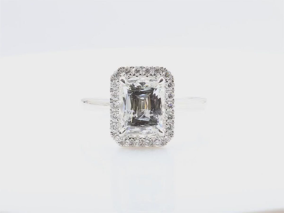 天然ダイヤモンドリング 2.371ct Emerald 18KWG 映像