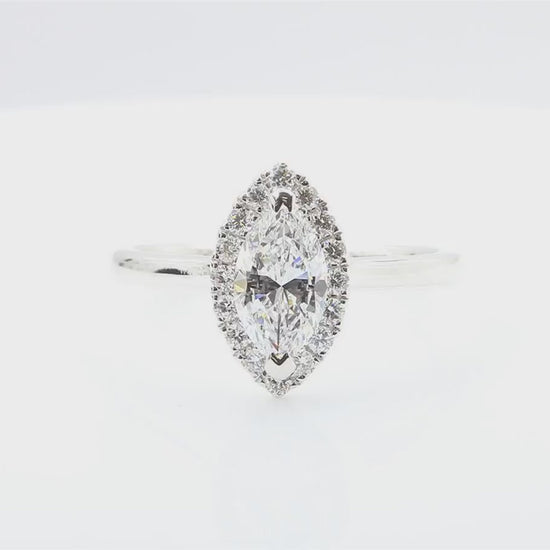 天然ダイヤモンドリング 1.099ct Marquise 18KWG 映像