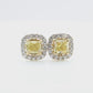 18K イエローダイヤモンドイヤリング 1.48ct Intense Yellow SI2 クッション
