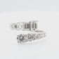 18KWG ほぼ無色G 天然ダイヤモンドリング 1.35ct エメラルド・ラウンドカット
