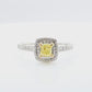 天然ダイヤモンドリング Yellow 0.89ct Cushion 18KWG 映像