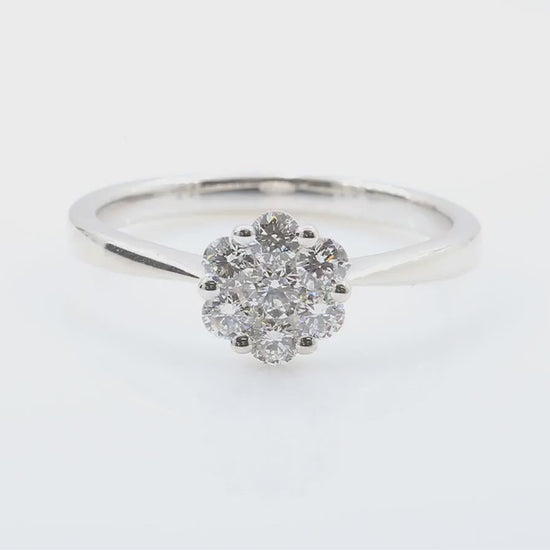 天然ダイヤモンドリング 無色 花柄 ラウンド 0.44ct  映像