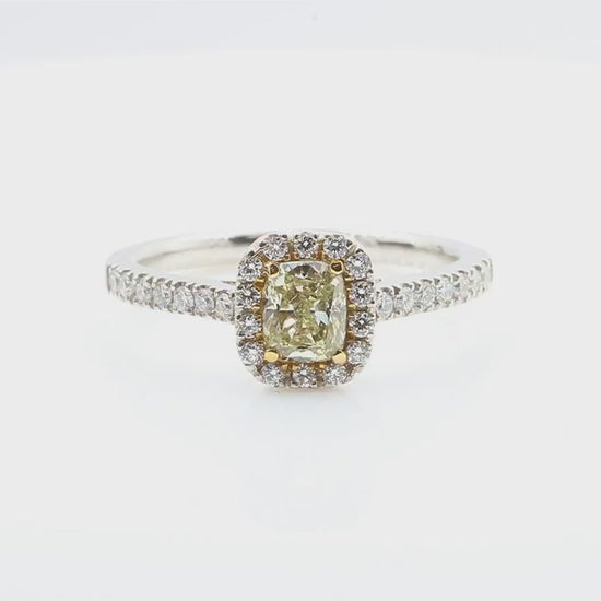 イエローダイヤモンドリング クッション 0.77ct SI1 映像