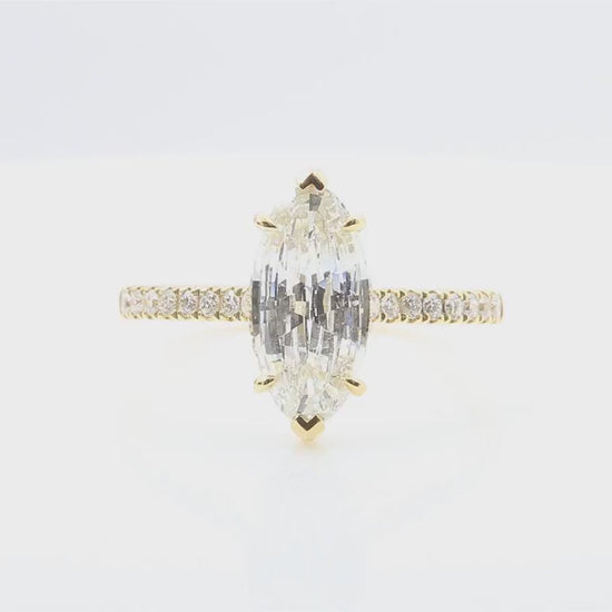 天然ダイヤモンドリング 2.291ct Marquise 18KYG 映像