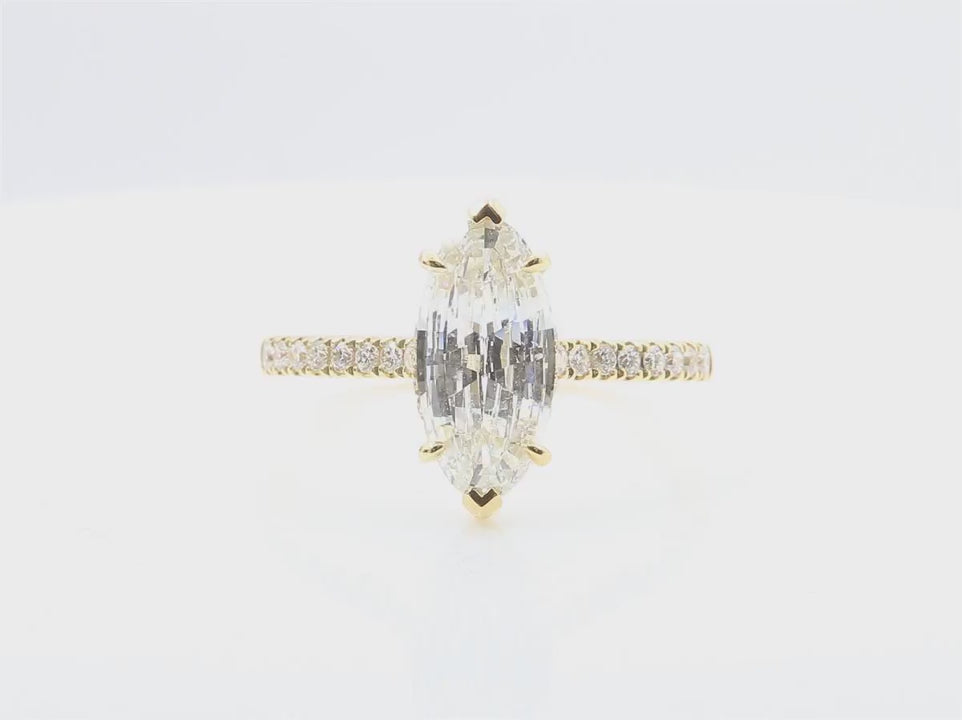 天然ダイヤモンドリング 2.291ct Marquise 18KYG 映像
