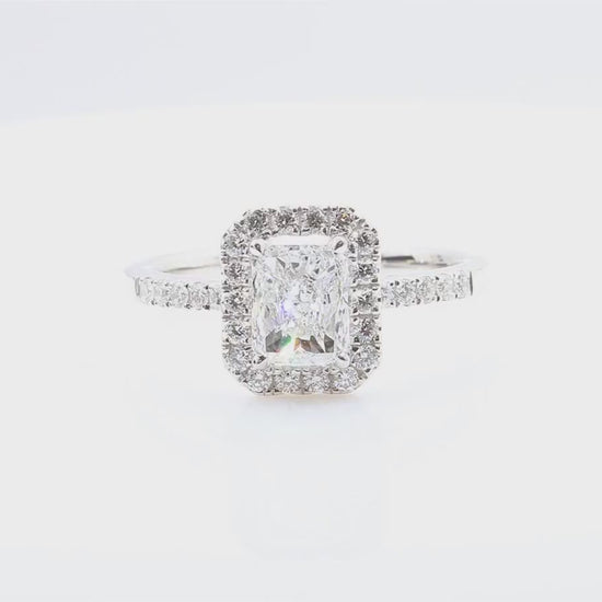 天然ダイヤモンドリング 1.23ct Radiant 18KWG 映像