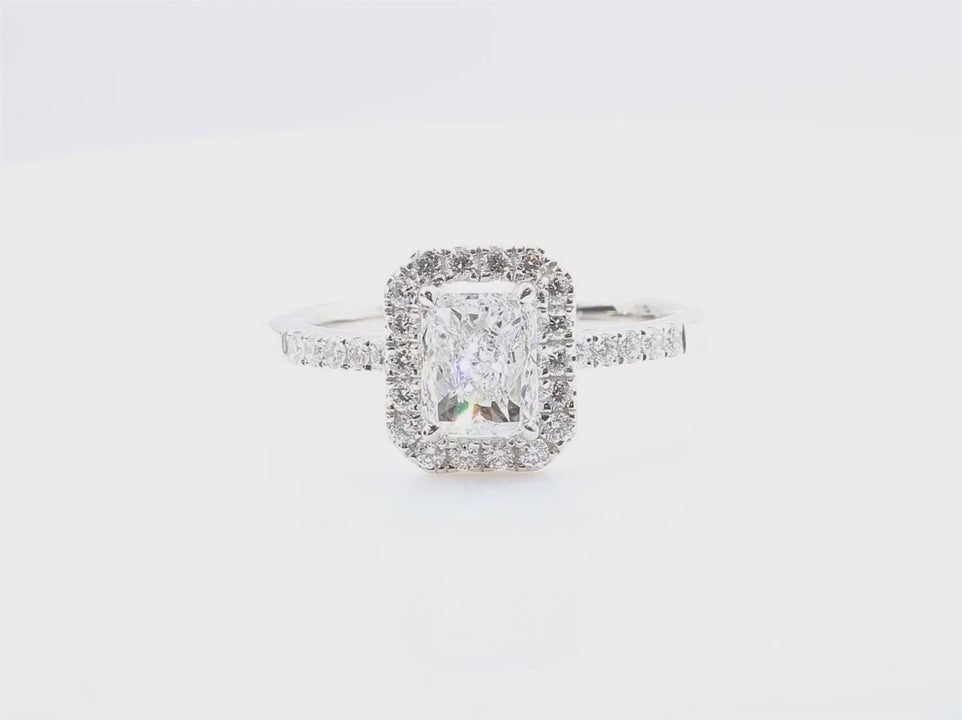 天然ダイヤモンドリング 1.23ct Radiant 18KWG 映像