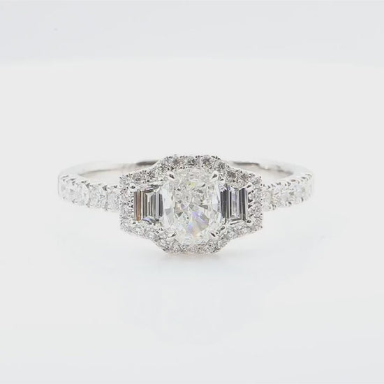 天然ダイヤモンドリング 1.041ct Oval 18KWG 映像