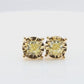 18KYG Cushion Fancy Yellow Diamond Earrings - 1.323ct