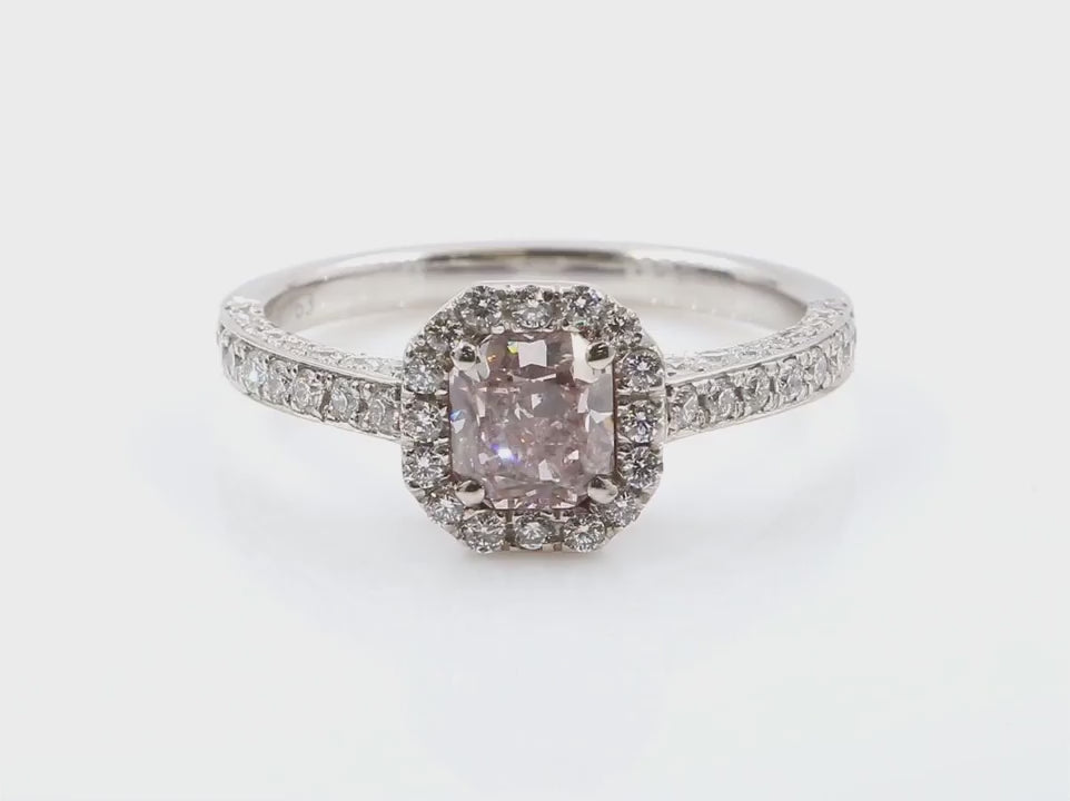 PT900 ピンクダイヤモンドリング 1.213ct Fancy Orangy Pink SI2