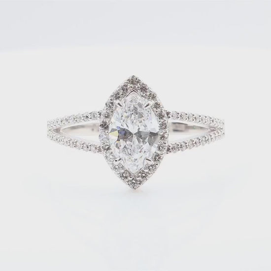 天然ダイヤモンドリング 1.317ct Marquise 18KWG 映像