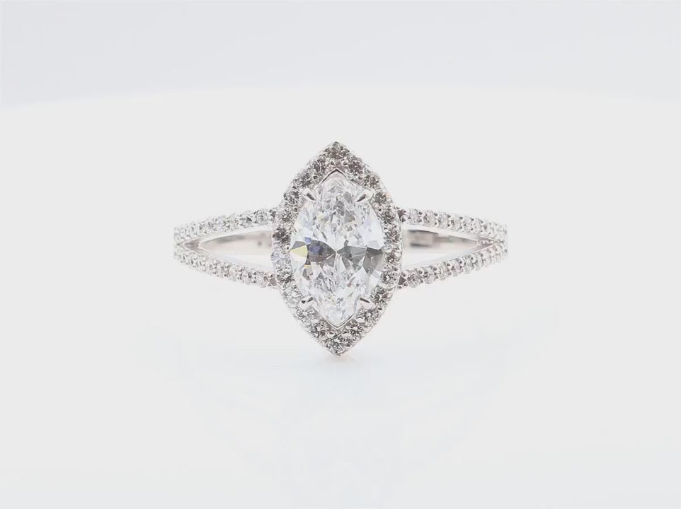 天然ダイヤモンドリング 1.317ct Marquise 18KWG 映像