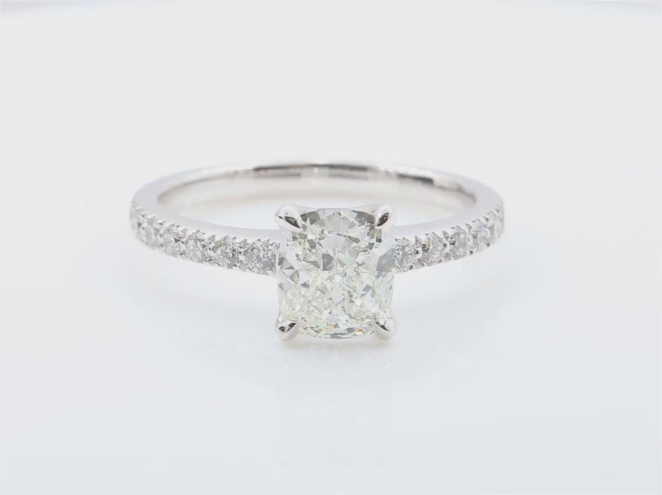 天然ダイヤモンドリング ほぼ無色 クッション VS2 1.86ct 映像