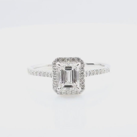 天然ダイヤモンドリング 1.429ct Emerald 18KWG 映像