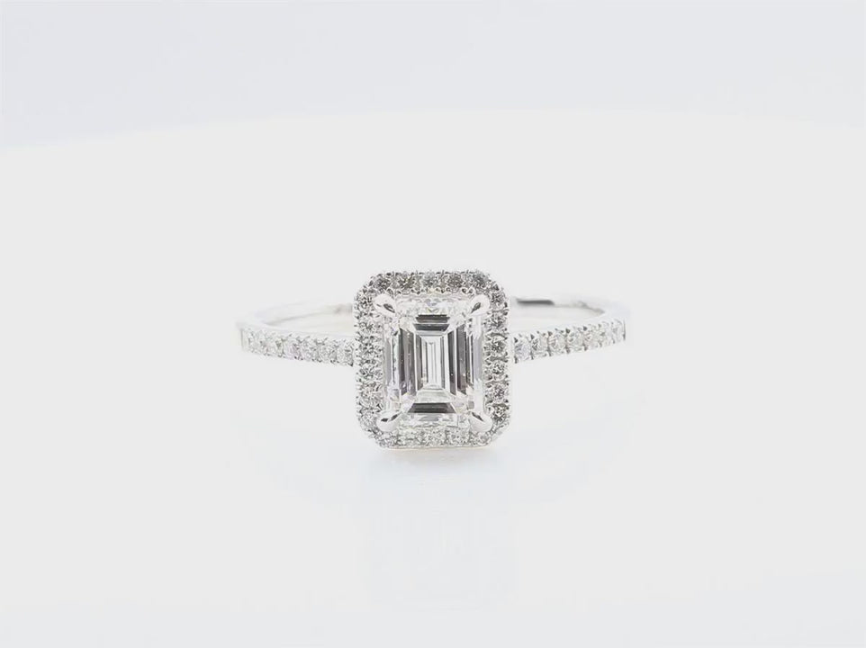 天然ダイヤモンドリング 1.429ct Emerald 18KWG 映像
